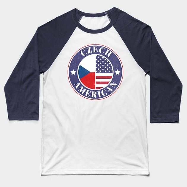 Proud Czech-American Badge - Czech Republic Flag Baseball T-Shirt by Yesteeyear